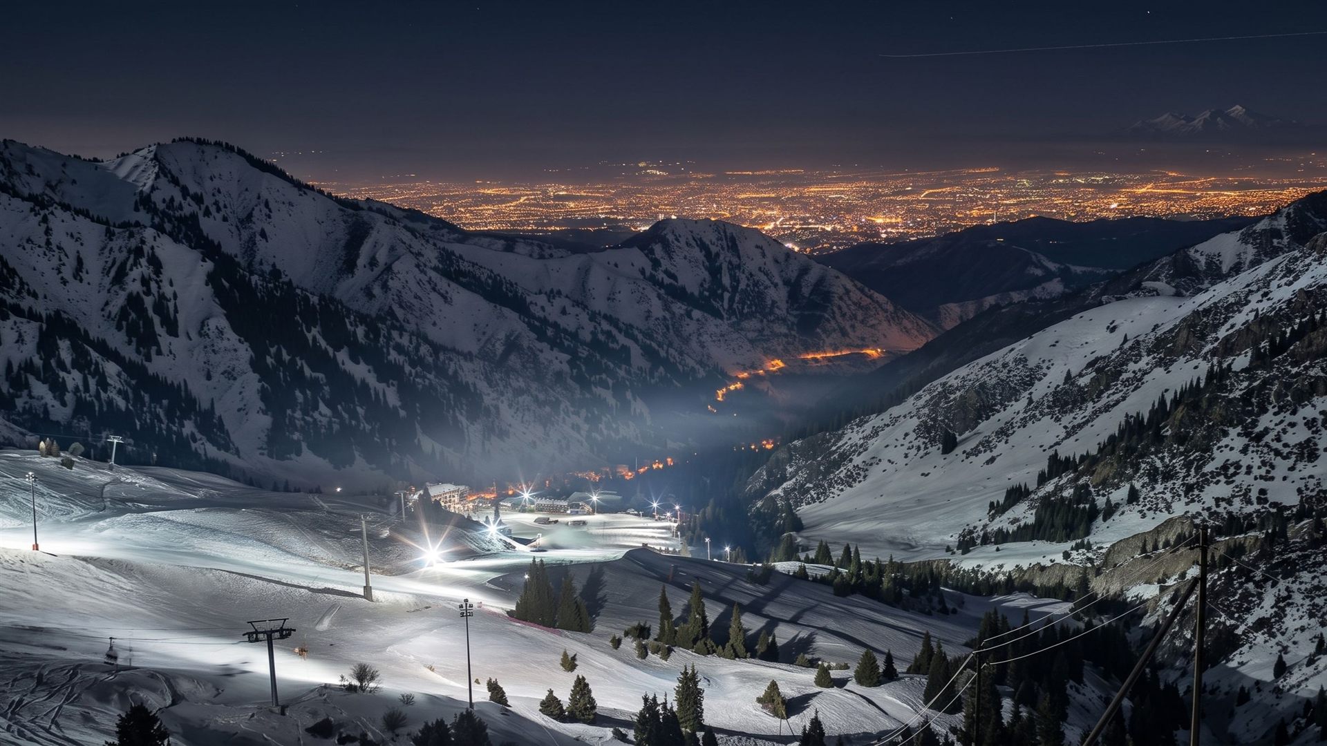 Shymbulak at night